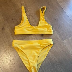 🩵 Yellow Ribbed Bikini Set